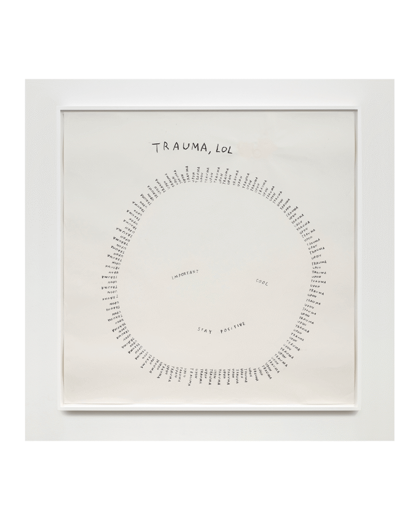 a white frame with a white border with a face drawn in black