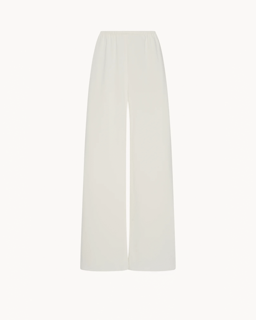 The Row - Bias-cut pant in fluid double-faced cady with slim gathered elastic waistband and wide leg.