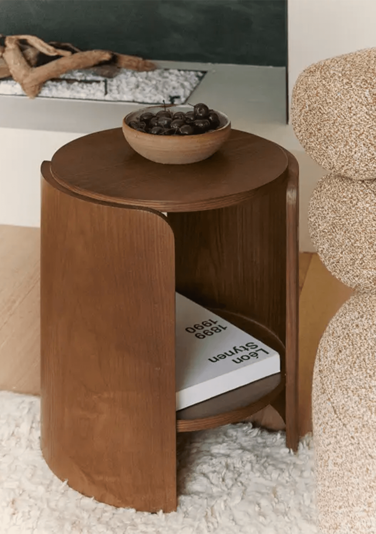 Elipse Walnut Bedside Tables – Modern wooden bedside tables with curved design by NV Gallery.