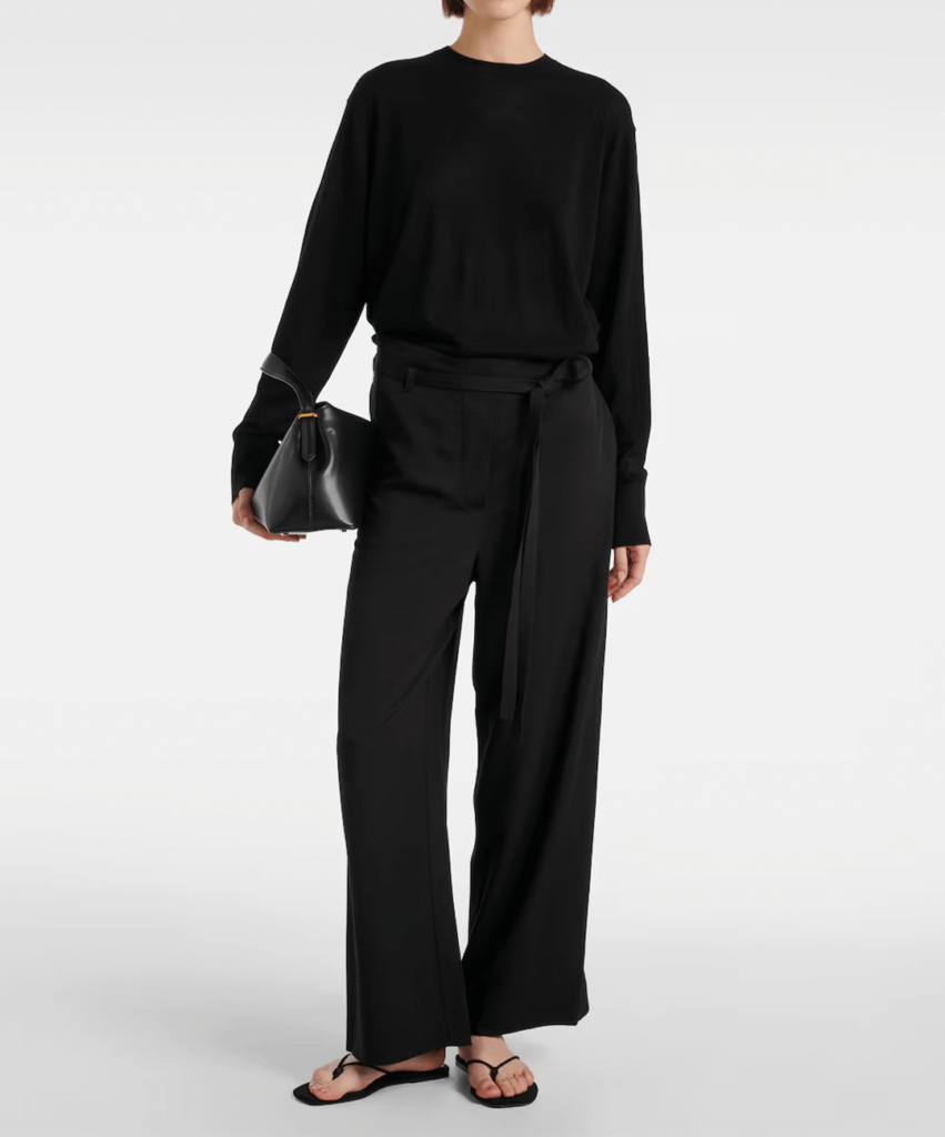 Toteme Tie-Detail Wide-Leg Pants - Black Pants | Modern Minimalism